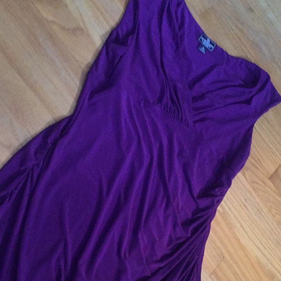 American living 16 dress purple cap sleeve ruched - Picture 5 of 5